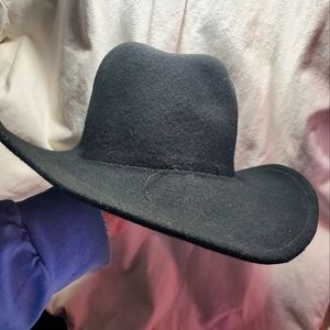 Black wool fedora western style hat.